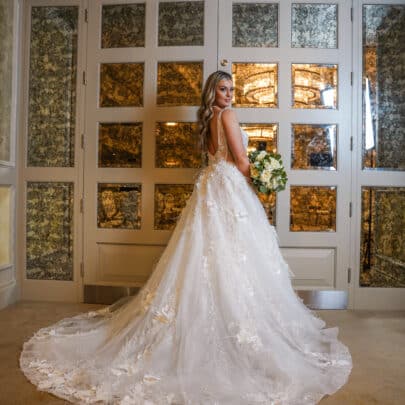 bride at ballroom doors