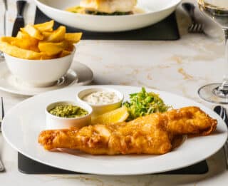 Fish and Chips in the Oakroom Restaurant